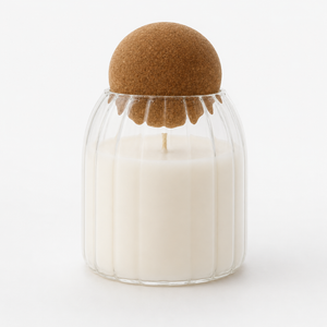 RIBBED GLASS JAR WITH CORK BALL LID