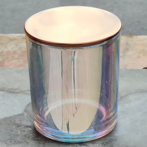 IRIDISCENT CANDLE GLASS WITH METAL LID (43 CL)