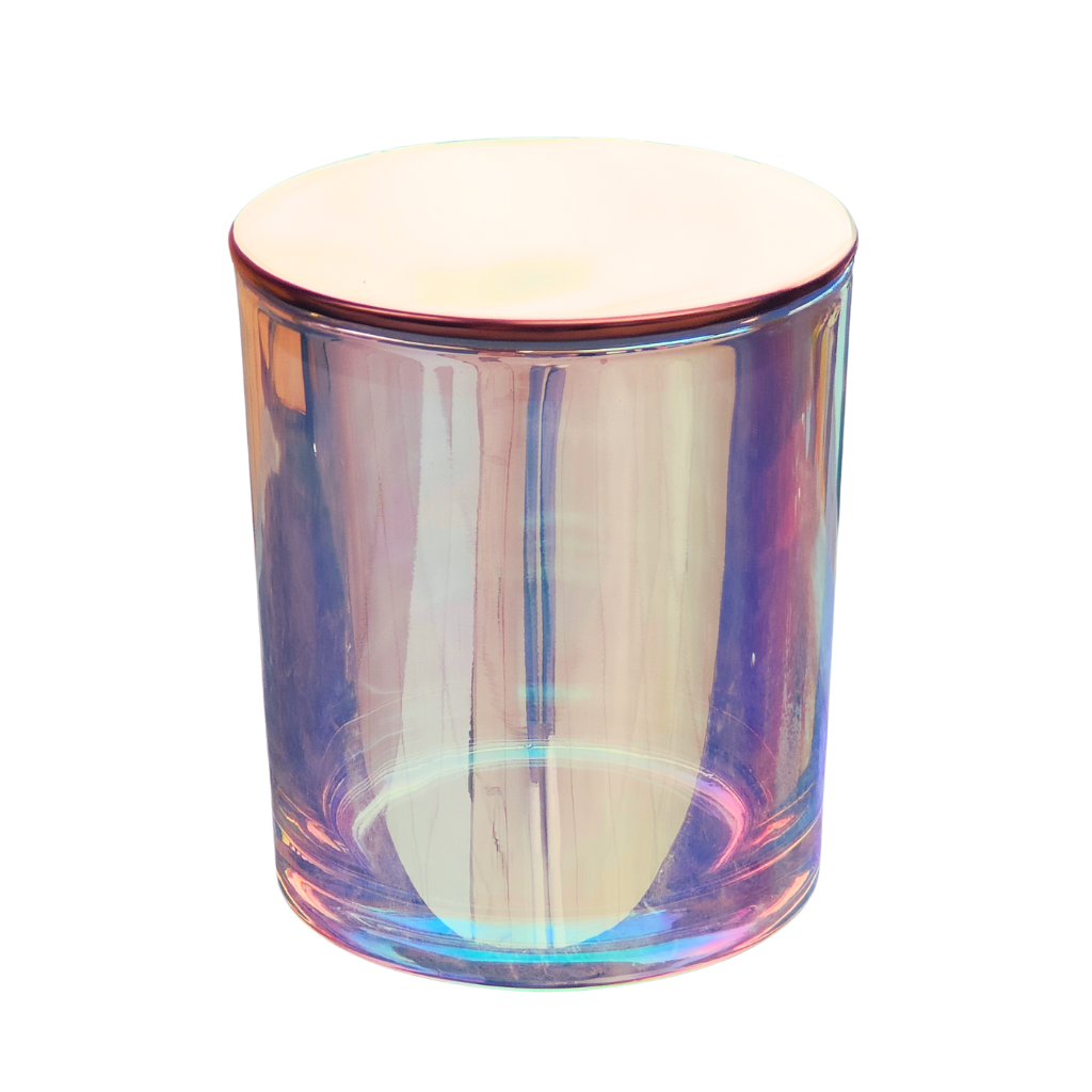 IRIDISCENT CANDLE GLASS WITH METAL LID (43 CL)