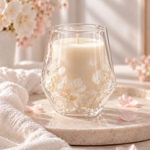 BOROSILICATE GLASS CANDLE JAR WITH FLOWERS