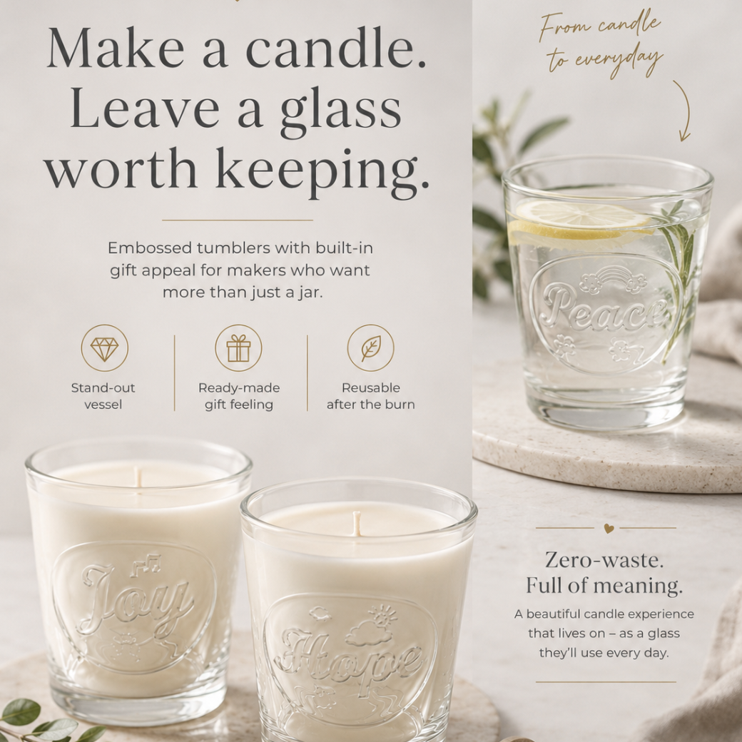 THAT'S LIFE "LOVE" — 38 CL EMBOSSED CANDLE GLASS · TUMBLER - Eco Candle Project 