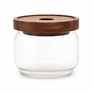 BOROSILICATE GLASS CANDLE JAR WITH BAMBOO LID (7 cm)