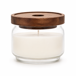 BOROSILICATE GLASS CANDLE JAR WITH BAMBOO LID (7 cm)