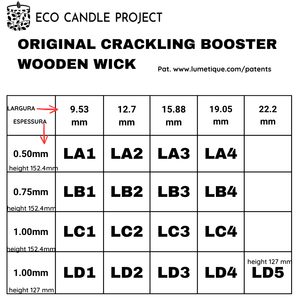 WOODEN WICKS BOOSTER LA LB LC LD (PACK OF 10 UN ) - Eco Candle Project 