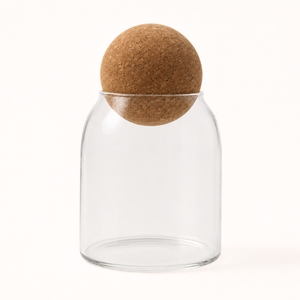 GLASS JAR WITH CORK BALL LID