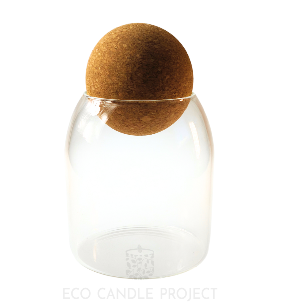 GLASS JAR WITH CORK BALL LID