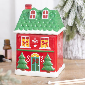 Queimador casa de Natal vermelha em cerâmica – Eco Candle Project