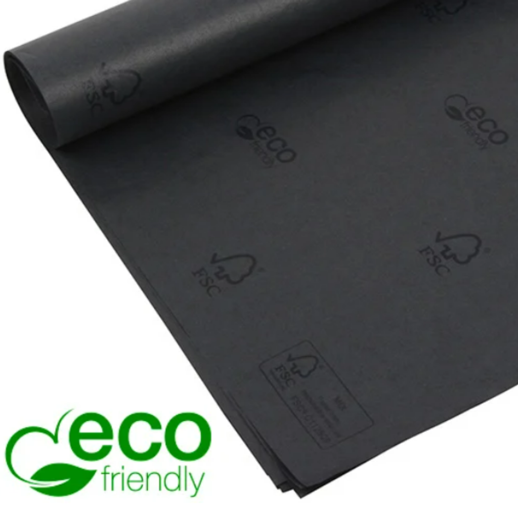 <tc>Papel preto de seda  com logo Eco-Friendly</tc>