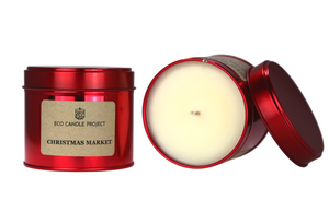RED TIN CHRISTMAS CANDLE - Eco Candle Project 